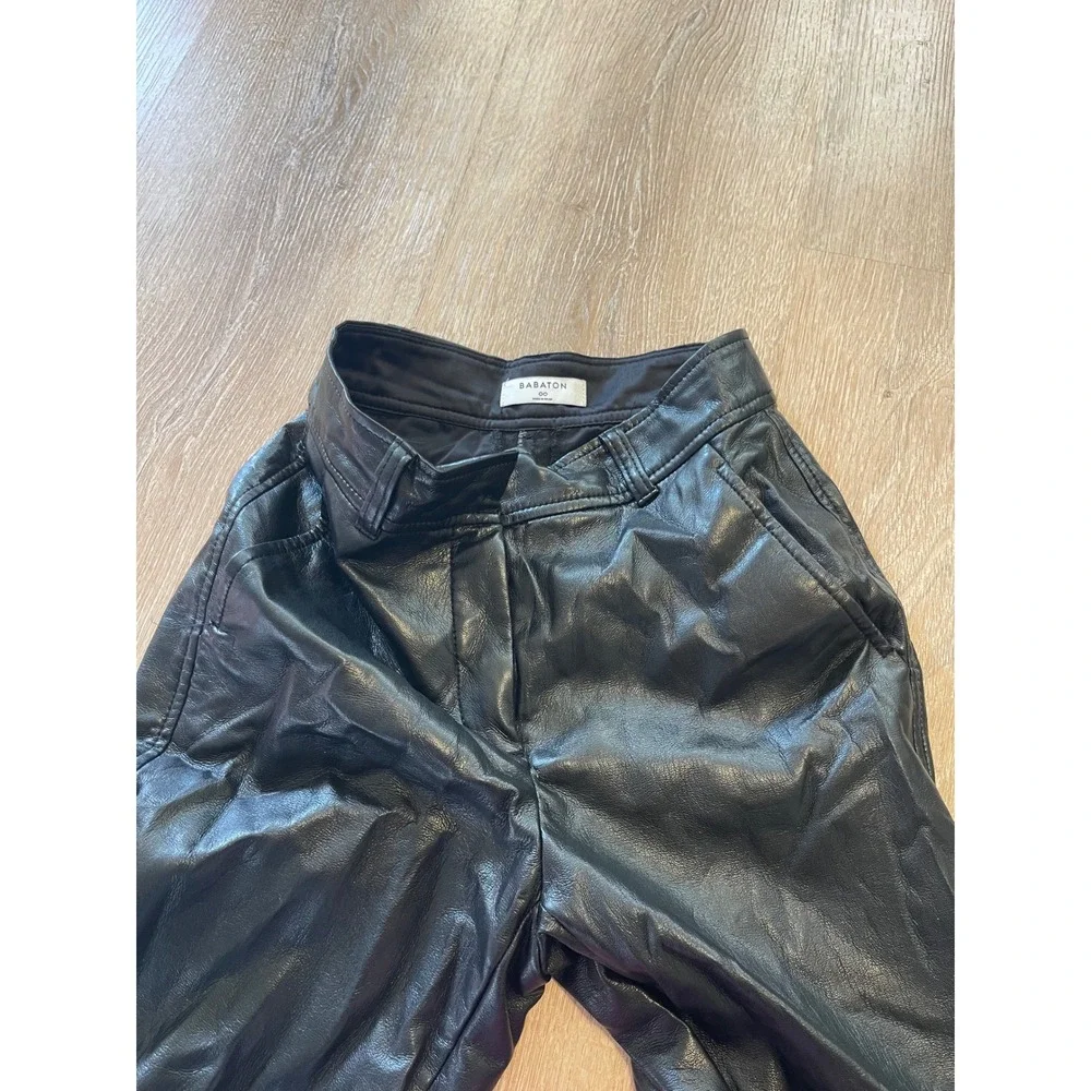 Babaton Command Pant Vegan Leather Black Straight Leg Trousers Size 00